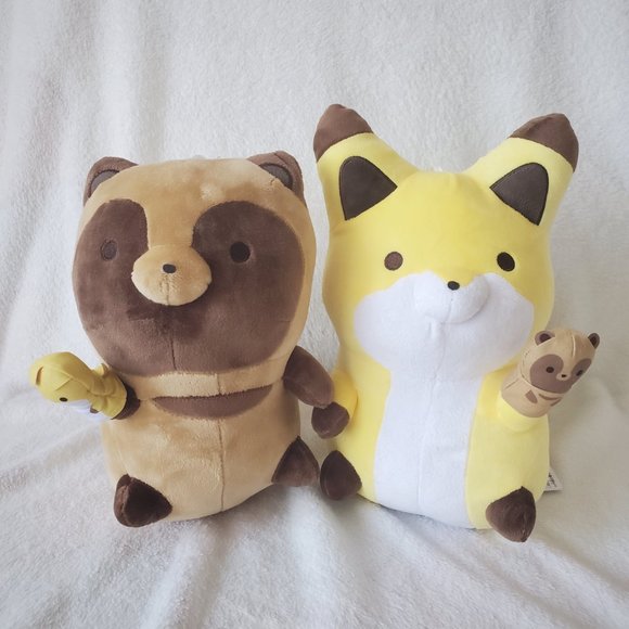 Raccoon & Fox Other - Raccoon & Fox (Tanuki to Kitsune) - Let's Play With Hand Puppets (Set of Two)